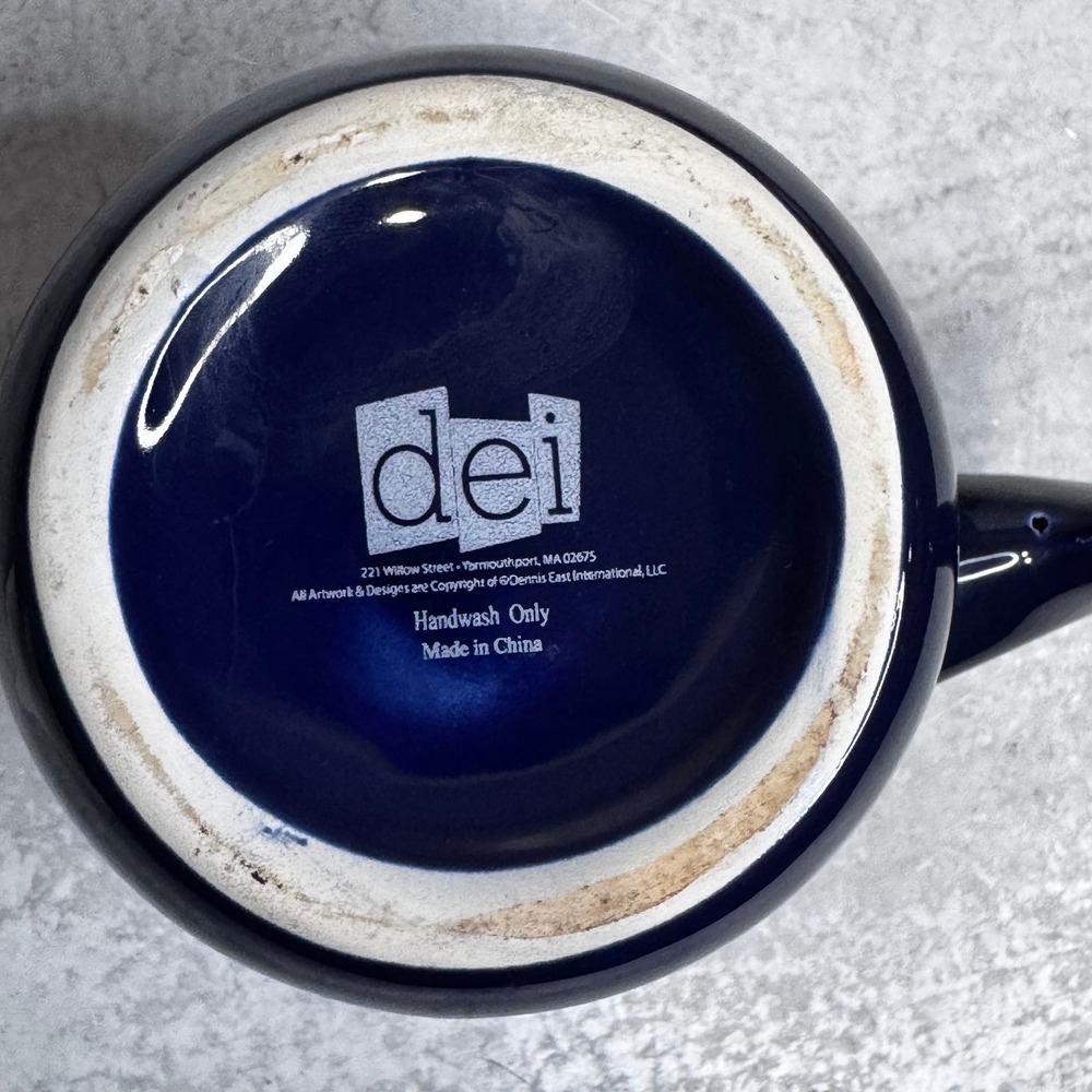 Dennis East International DEI Navy Blue Whale Tail Handle Ceramic Coffee Mug - Picture 5 of 8